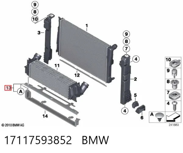 Deflector de aire inferior del radiador 17117593852 BMW