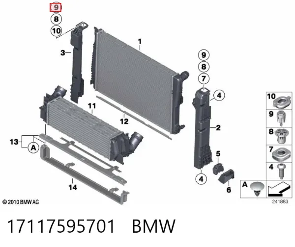 Clip de fijación del guardabarros delantero 17117595701 BMW