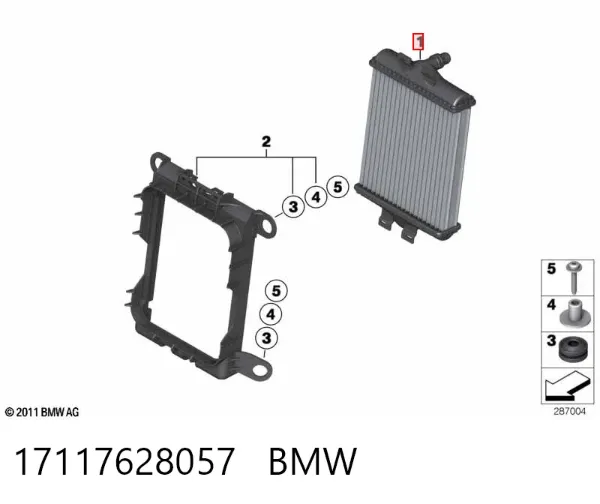 Radiador adicional de refrigeración del motor 17117628057 BMW