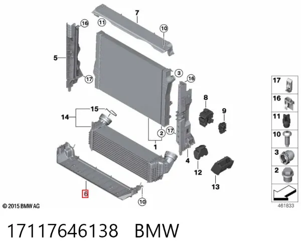 Soporte inferior del radiador 17117646138 BMW
