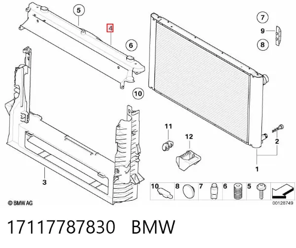 Marco de montaje del radiador, parte superior 17117787830 BMW