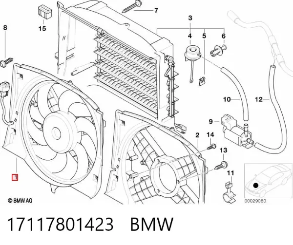 Ventilador de radiador 17117801423 BMW
