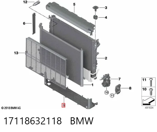 Deflector de aire inferior del radiador 17118632118 BMW