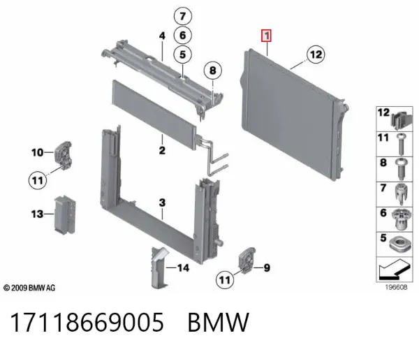 Radiador 17118669005 BMW