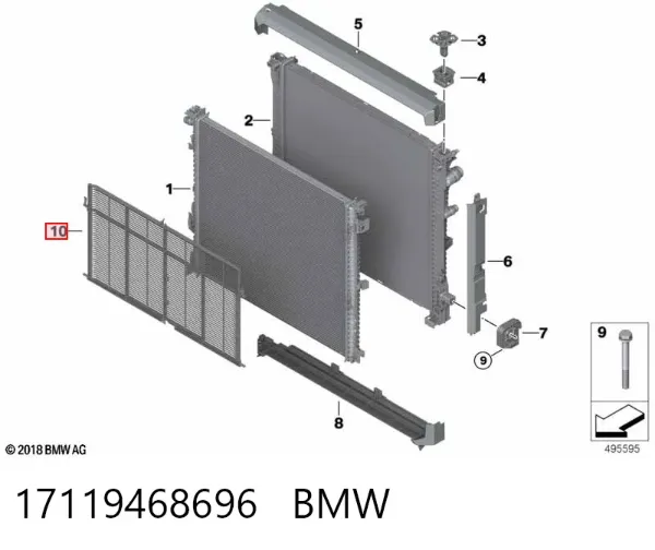 Rejilla de protección del radiador de condensador 17119468696 BMW