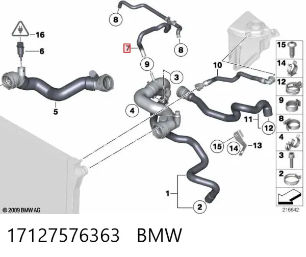 Manguera radiador 17127576363 BMW