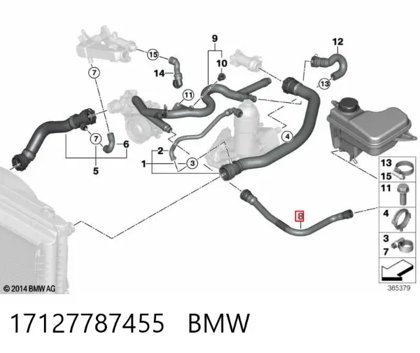 Manguera superior del radiador 17127787455 BMW