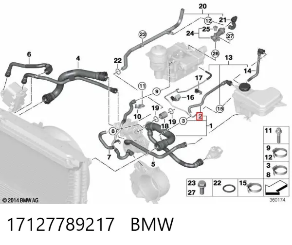 Tubo de ventilación del cárter 17127789217 BMW