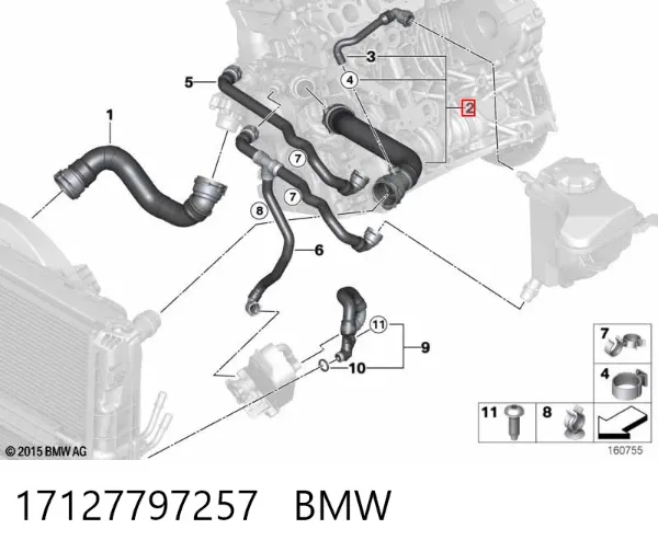 Manguera superior del radiador 17127797257 BMW