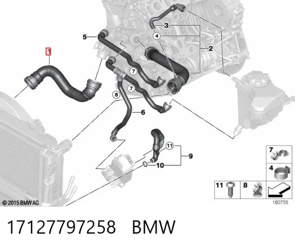 Manguera inferior del radiador 17127797258 BMW