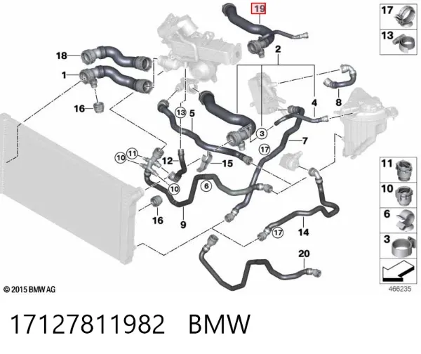 Manguera radiador 17127811982 BMW