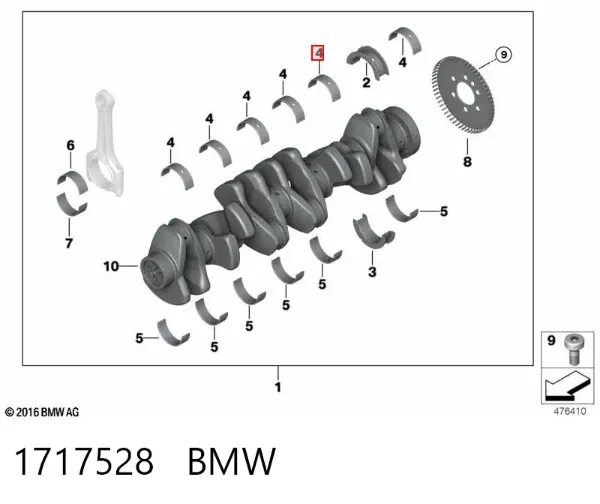 Juego de cojinetes de cigüeñal, estándar, STD 1717528 BMW