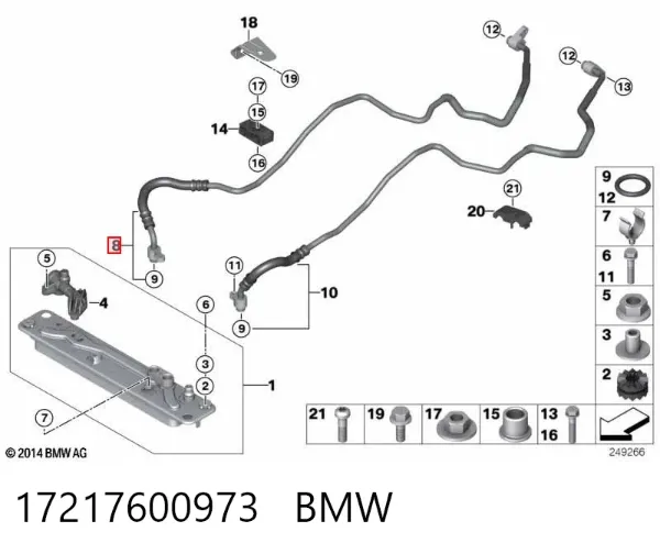 Manguera de aceite del bloque al radiador 17217600973 BMW