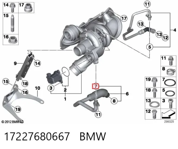 Anillo de sellado de la manguera de descarga del compresor 17227680667 BMW