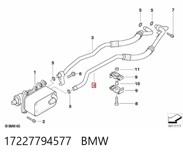 Tubo de retorno de baja presión del radiador de aceite 17227794577 BMW