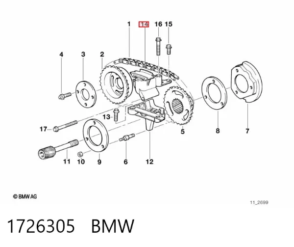 Tensor de cadena de distribución del árbol de levas 1726305 BMW