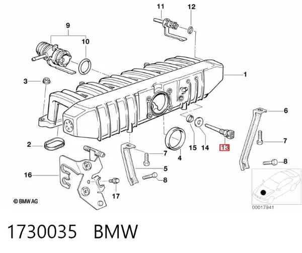 Sensor de temperatura del aire de admisión 1730035 BMW