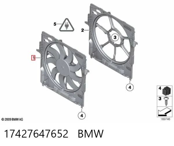Ventilador de radiador 17427647652 BMW