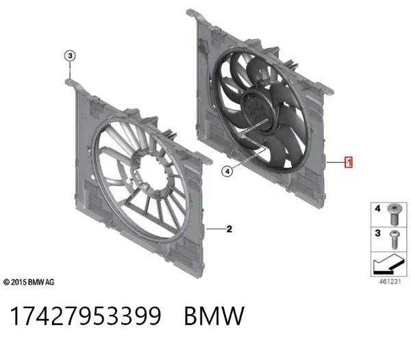 Ventilador de radiador 17427953399 BMW