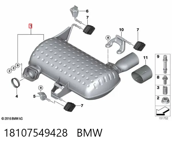 Silenciador trasero 18107549428 BMW