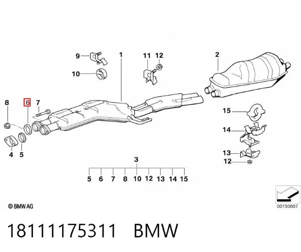 Junta de escape 18111175311 BMW