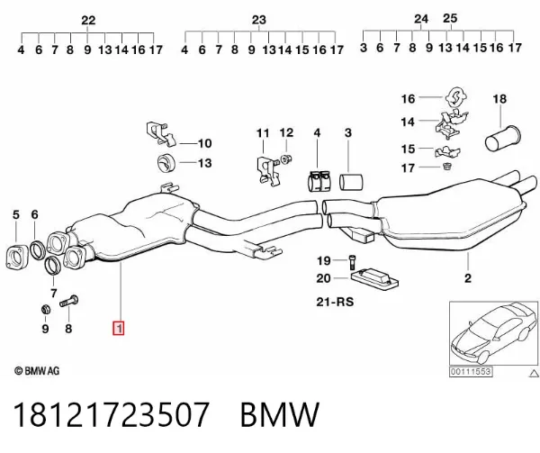 Silenciador central 18121723507 BMW