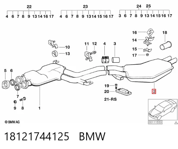 Silenciador trasero 18121744125 BMW