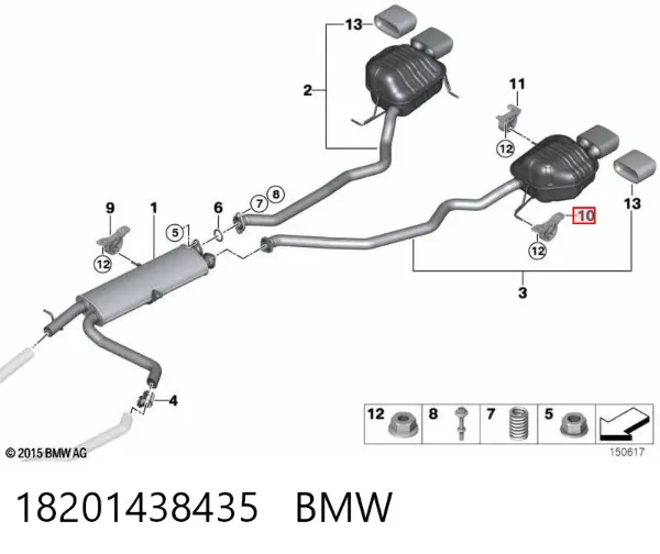 Abrazadera de tubo de escape trasera 18201438435 BMW