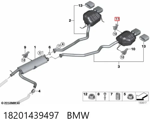 Soporte trasero del silenciador 18201439497 BMW