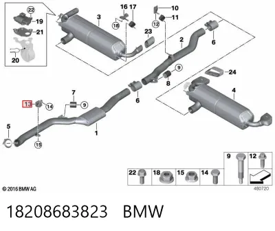 Soporte del tubo de escape BMW 18208683823
