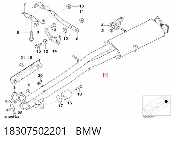 Silenciador central 18307502201 BMW