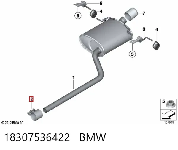 Abrazadera de sujeción delantera 18307536422 BMW