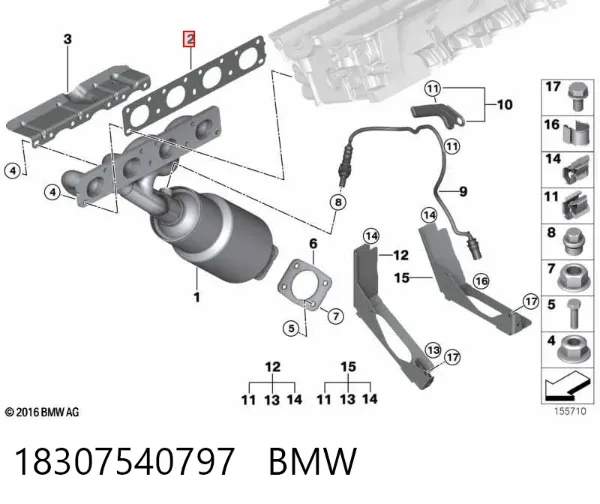 Junta colector escape 18307540797 BMW