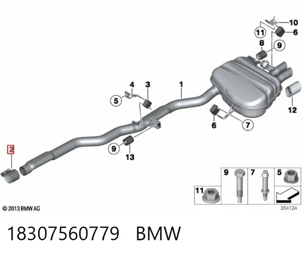 Abrazadera de sujeción delantera 18307560779 BMW