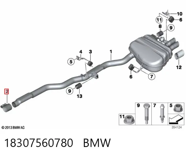 Abrazadera de sujeción delantera 18307560780 BMW