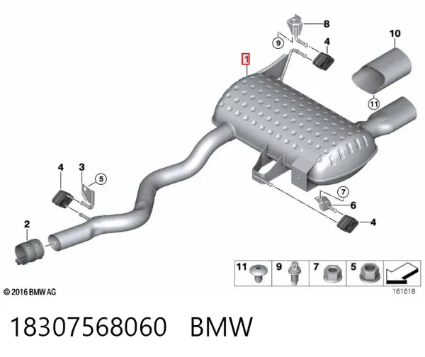 Silenciador trasero 18307568060 BMW