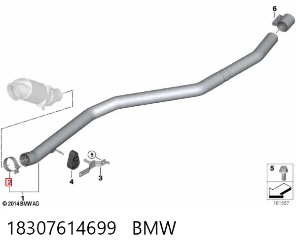 Abrazadera de tubo de escape trasera 18307614699 BMW