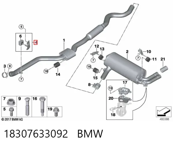 Soporte escape 18307633092 BMW