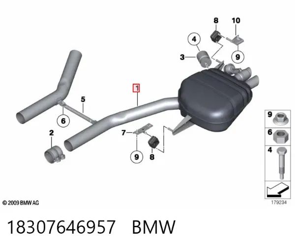 Silenciador trasero 18307646957 BMW