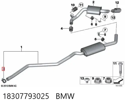 Abrazadera trasera del silenciador BMW 18307793025