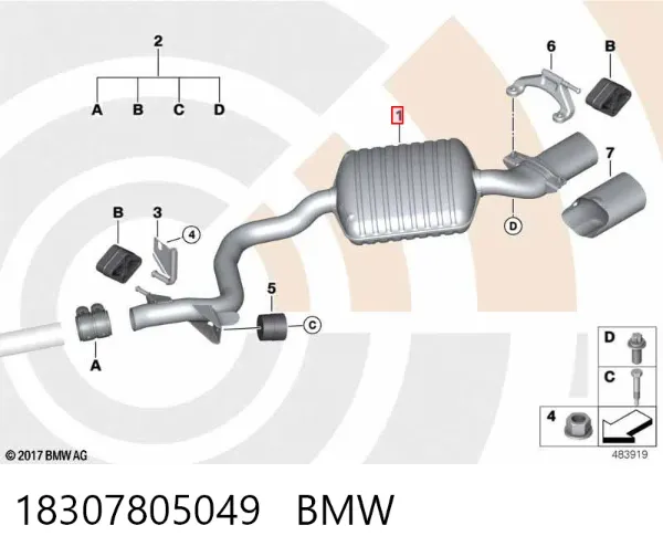 Silenciador trasero 18307805049 BMW