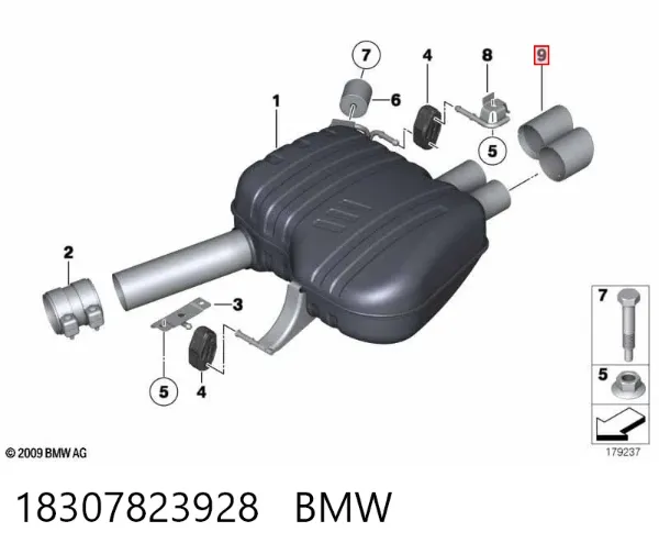 Cola de escape 18307823928 BMW