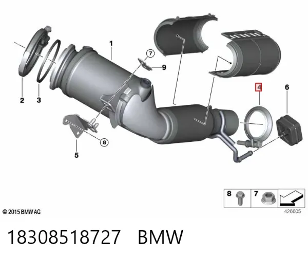 Abrazadera de tubo de escape trasera 18308518727 BMW