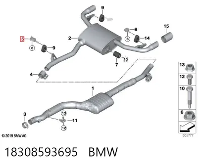 Soporte del tubo de escape BMW 18308593695