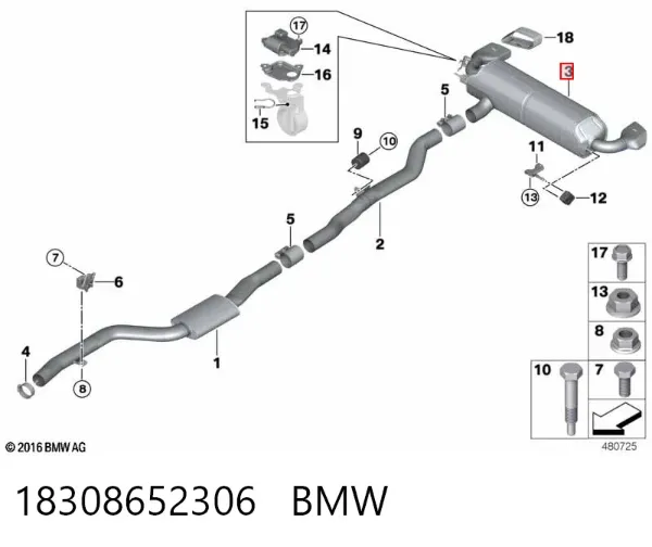 Silenciador trasero 18308652306 BMW