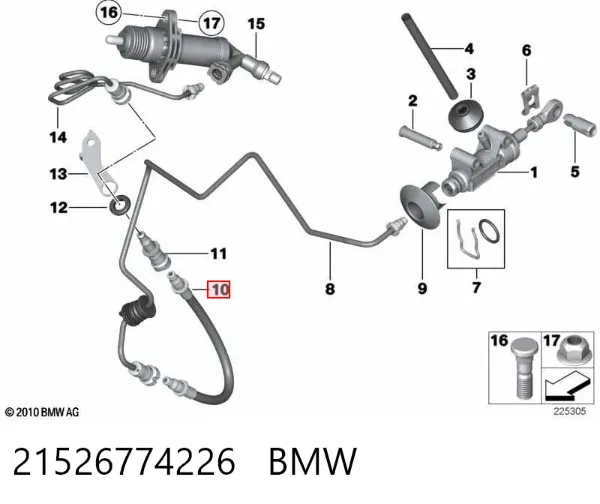 Latiguillo de embrague 21526774226 BMW