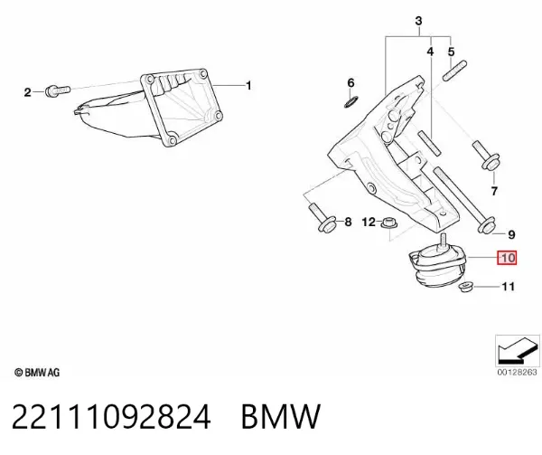 Soporte de motor derecho 22111092824 BMW