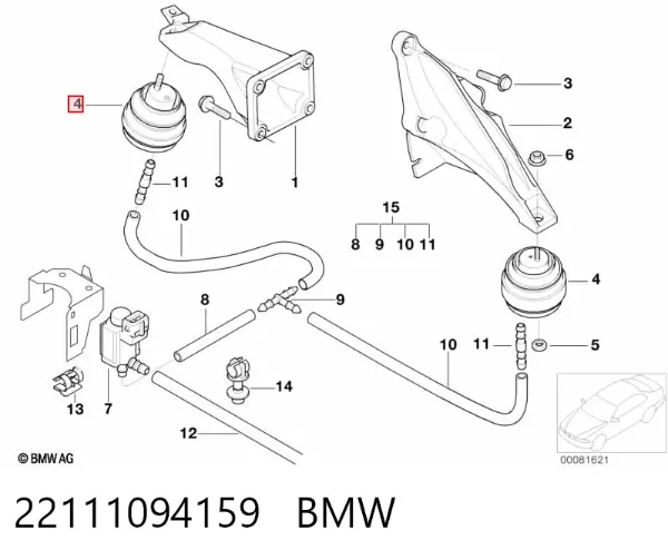 Soporte de motor, Izquierda / Derecha 22111094159 BMW