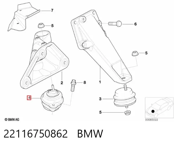 Soporte de motor derecho 22116750862 BMW