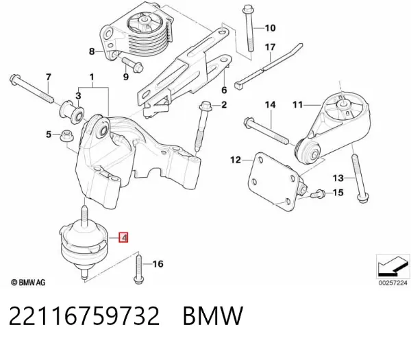 Soporte de motor delantero 22116759732 BMW